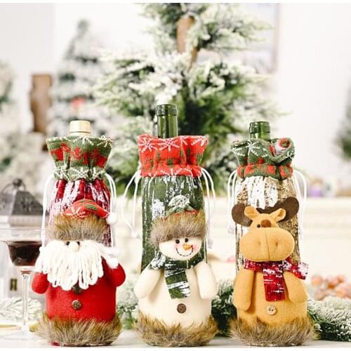 Christmas Santa Claus Snowman Wine Bottle Cover Xmas Champagne Packaging Bag Party Home Table Decoration Holiday Supplies