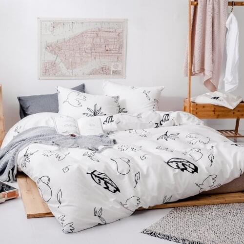 Black and White 100% Cotton Bedlinen Homecoming Comforter Cover Duvet Cover Pillowcases Twin Queen King for Adults