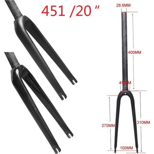 Deluxe 20 inch Rigid Fork Folding Bicycle MTB Road Cruiser Bike V-Brake Mounted 1-1/8 '' Replacement Fork Component Black