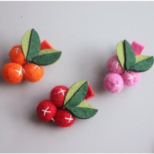 Childrens Headdress Spring New Auspicious Small Orange Ball Wool Felt Beautiful Clip Girl And Woman Hair Clip
