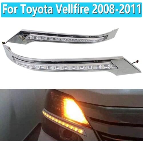 1 Pair For Toyota Vellfire 2008 2009 2010 2011Car LED DRL Daytime Running Lights Daylight Turn Signal Waterproof