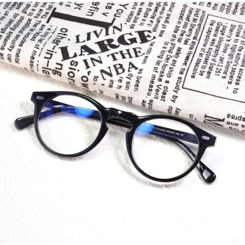EAREADA Women Crystal Acetate Retro Round Glasses Anti Blue Ray Glasses For Men CircleBlue Light Blocking Computer Glasses Frame