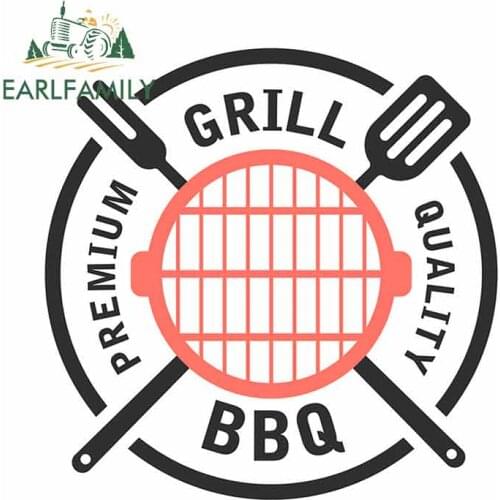 EARLFAMILY 13cm x 12.9cm For 3D Barbecue And Grill Label Bbq Emblem And Badge Creationary Decal ATV JDM Vinyl Car Stickers