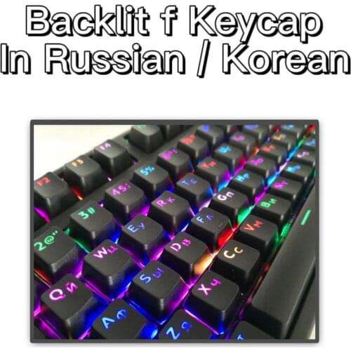 104 Keys Korean Russian Translucent Backlit F Keycaps for Cherry MX Mechanical Keyboard Replaceable Black&White Key Caps