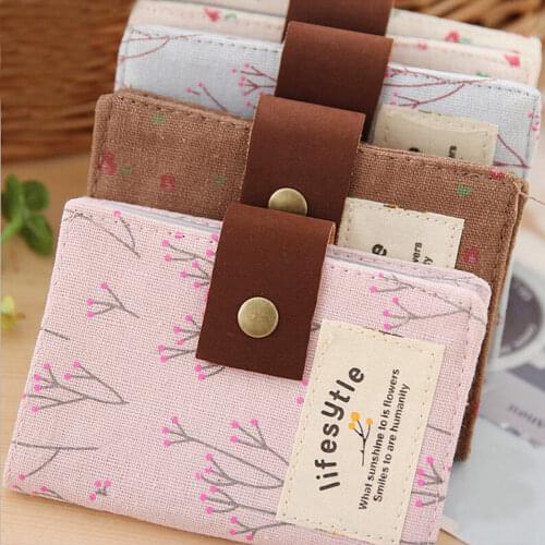 Retro floral pastoral canvas Women Credit ID Card Clutch Bag Wallet Purse Holder Pouch Coin Bag storage bags