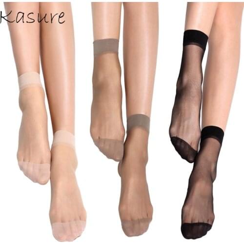 KASURE 10 Pairs Transparent High Elastic Ankle Socks For Women Spring Summer Cool Socks Ladies Sexy Nylon Mesh Sock
