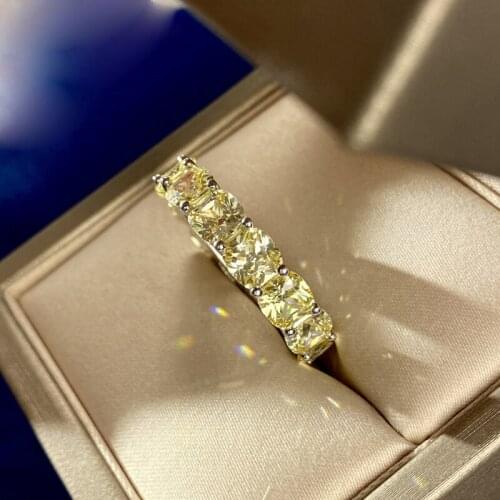 Luxury 100% 925 Sterling Silver Cut 5*5mm Anniversary Rings For Women Pass Diamond Test