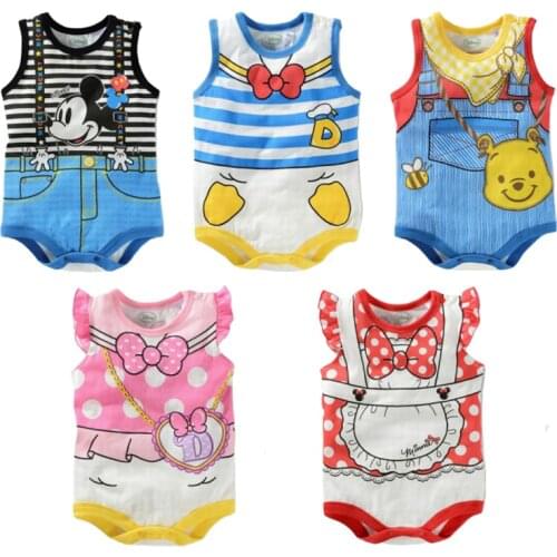 Disney Newborn Baby Rompers Mickey Toddler Boys Clothes Summer Minnie Girls Clothing Cartoon Infant Jumpsuits Disney Baby Onesie