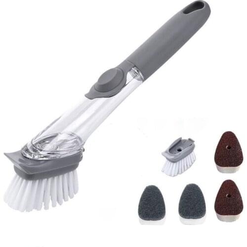 Kitchen Wash Dishes Brush Pot Useful Product Multi-functional Does Not Damage Pot Long Handle Sponge Automatic Liquid Filling Cl