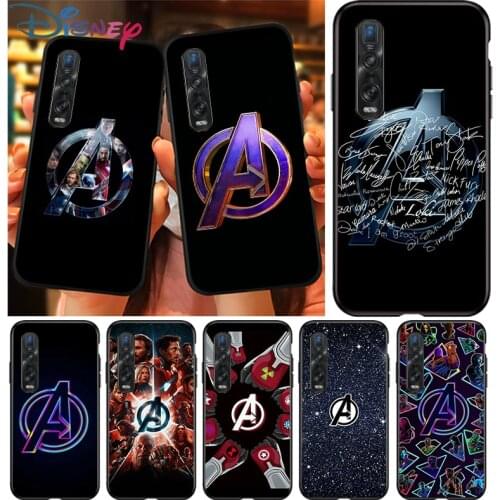 Marvel Avengers Logo for OPPO Find X2 A93 A92 A73 A72 A53 A53S A32 A12 A11X AX7 Neo Pro Lite Black Phone Case