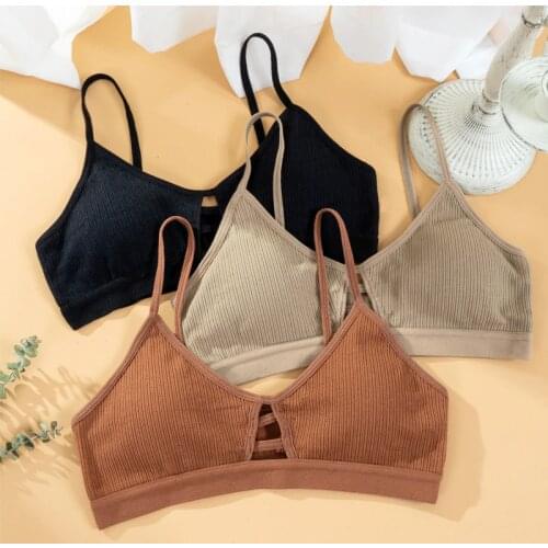 Womens Camisole Cotton Top Sexy Female Underwear Hollow Out Fashion Soft Breathable Thin Femme Summer Padded Tank Top Bra