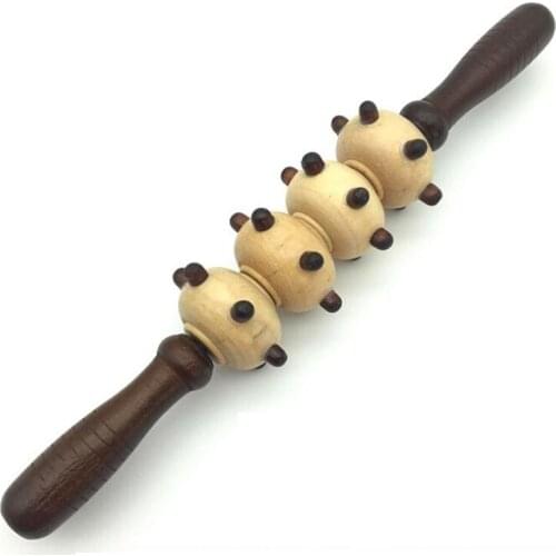 Milky white oval 6 thick yoga meridian rod shaft full-body massage stick wheel pounded his waist back massage neck leg wooden ma