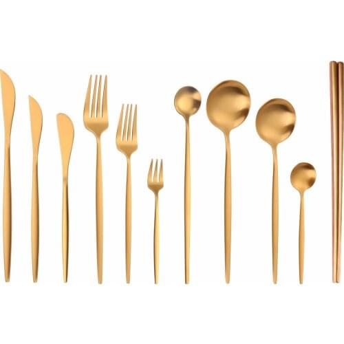 1Pc Gold Stainless Steel Cutlery Set Knife Fork Spoon Dinnerware Set Teaspoon Dinner Fork Flatware Kitchen Party Silverware Set
