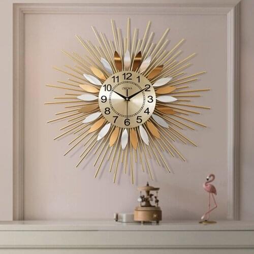 Nordic Wrought Iron Wall Clocks Wall Hanging Ornaments Home Livingroom Wall Murals Decoration Metal Wall Clock Sticker Crafts