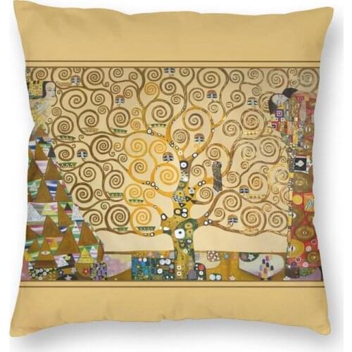 The Tree Of Life With Gold Stripe By Gustav Klimt Cushion Cover Floor Pillow Case for Living Room Fashion Pillowcase Decoration