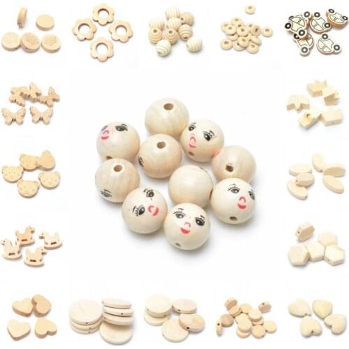 Natural Color Unfinished Wooden Beads Handmade Wood Accessories DIY Beads for Jewelry Making Baby Wood Pacifier Clip