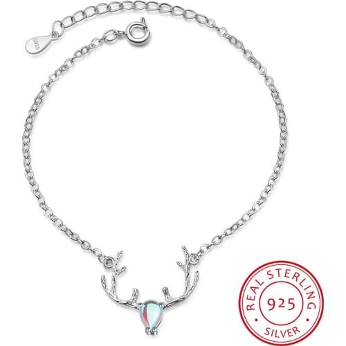 New Fashion Colorful Moonstone Cute Animal 925 Sterling Silver Jewelry Temperament Elk Deer Exquisite Crystal Bracelets Sb118