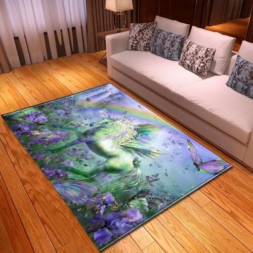 New unicorn cartoon large size carpet Kids Bedroom Play Mat Soft Flannel Memory Foam Home Big Area Rugs Carpets for Living Room