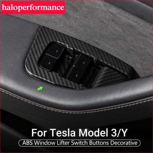 Model3 Car Window Control Panel Cover Button Trim For Tesla Model 3 Accessories Carbon Fiber Tesla Model Three Left hand drive