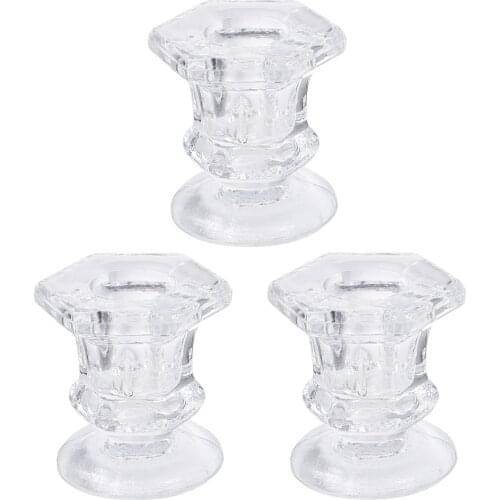 3Pcs Simple Glass Candle Holder Desktop Candle Stand Clear Candlestick Desktop Candle Holder Candlestick