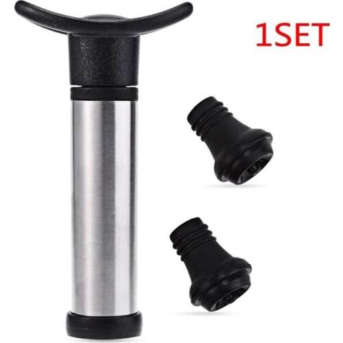 1 Set Wine Bottle Stopper Reusable Vacuum Wine Saver Bottle Sealer Vacuum Pump Preserver with 2 Bottle Stopper Bar Supplies