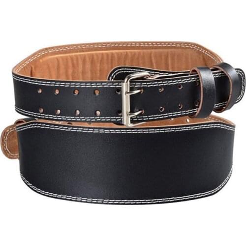 Men Women Faux Leather Weight Lifting Belt Double Prong Power Lumbar Waistband Gym Bodybuilding Workout