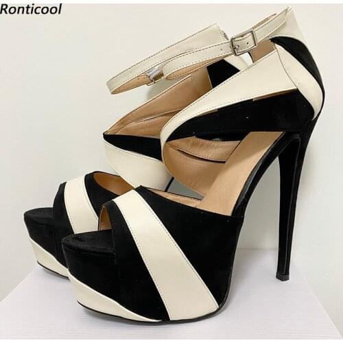 Ronticool New Arrival Women Summer Platform Sandals Unisex Stiletto Heels Open Toe Pretty Beige Casual Men Shoes US Size 5-20