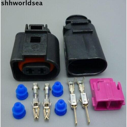 Shhworldsea 2 Pin 3.5MM car waterproof connector fog lamp plug auto horn Plug Electrical Wire connector kits for Audi VW car ect