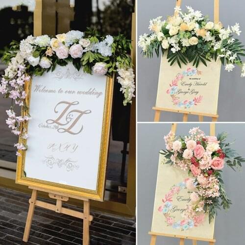 Wedding Flower Row Welcome Sign Simulation Floral Hotel Creative Guide Decorations Photography Props Home Door Flower