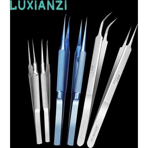 LUXIANZI 0.15mm Precision Stainless Steel Tweezers Titanium alloy Professional Repair Hand Tools Curved Straight Tip Tweezers