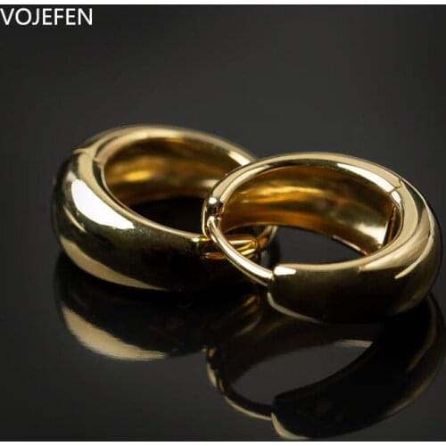 VOJEFEN AU750 18k Real Gold Hoops Earrings for Women Girls - Hypoallergenic Hoops Fashion Earrings Elegant Trendy Design