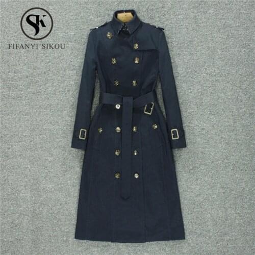 2019 Autumn New England Style Trench coat Women High quality Windproof and Waterproof Long Trench coat Ladies Business Outerwear