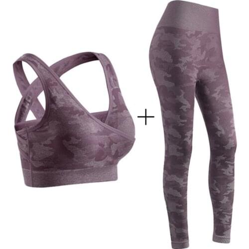 2PCS Camouflage Camo Ladies Yoga Set Sports Wear For Women Gym Fitness Clothing Yoga Leggings + Sport Bra GYM Sport Suit Femme
