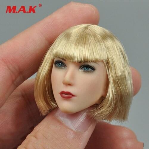 1/6 Scale Female Head Sculpt Blond Short Hair Blue Eyes Head Carving Model Toys for 12 inches Action Figure Body Accessory