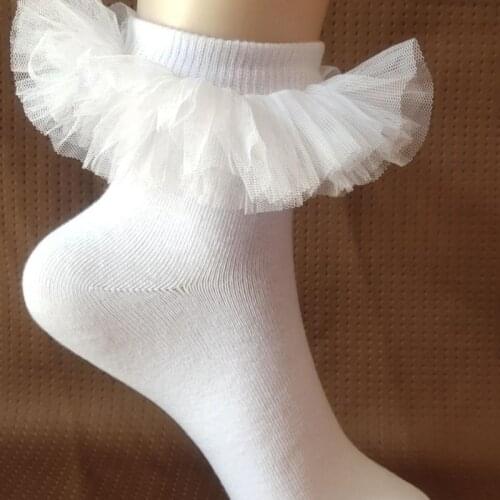 1 Pair Kids White Socks Girl Children Lace Examination Latin Show Play Role Dancing Stage Princess Kawaii Cotton Woman Socks