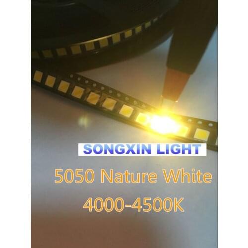 1000PCS 5050 SMD LED Diodes smd 5050 White/Nature white led CCT:4000-4500k 0.2w-60MA 5050 NW