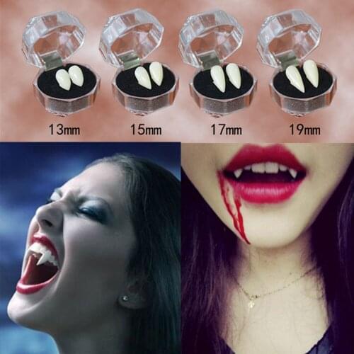 13/15/17/19mm 2021 New Halloween Decoration Vampire Teeth Fangs Bloody Blood Horror Vampire Party Decor Dropshipping