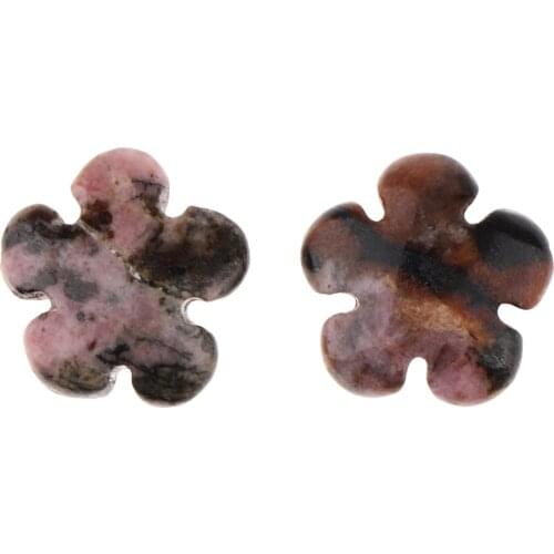 2pcs Natural Gemstone Beads Flower Shape Findings Charm For DIY Necklace Bracelets Women Fashion Jewelry