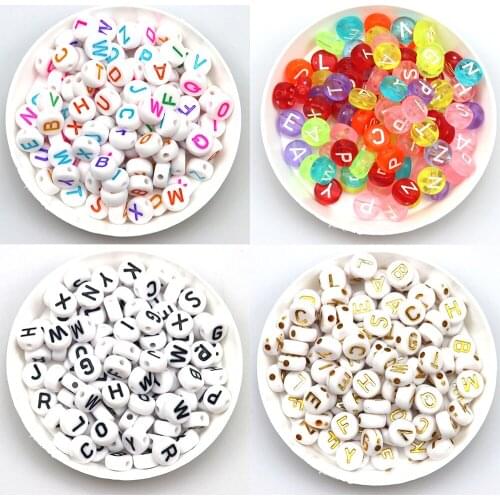 4*7mm New High Quality Letter Mixed Acrylic Round Flat Loose Beads Charm DIY Bracelet Necklace Jewelry Accessory