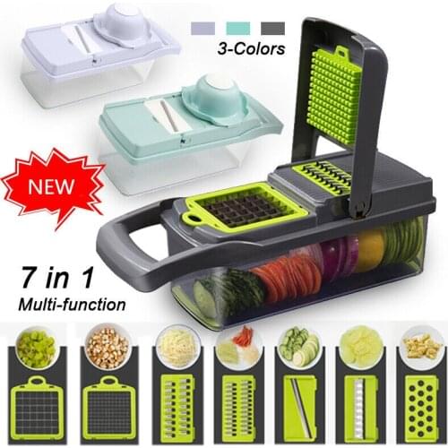 7 in 1 Kitchen Pressing Food Chopper Cutter Slicer Peeler Dicer Vegetable Cheese Peeling Tool Multifunction Cutting Hand Tools