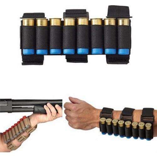 8 Rounds Tactical arm bullet bag 12/20 Gauge Shotshell Holder Pouch Shotgun Bullet Holder Rifle Ammo Cartridge Hunting Mag Bag
