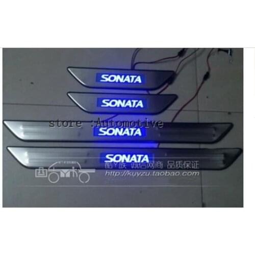 Car auto accessories led door sill scuff plate led welcome pedal for Hyundai Sonata 2011 2012 2013 stainless steel 4pcs per set