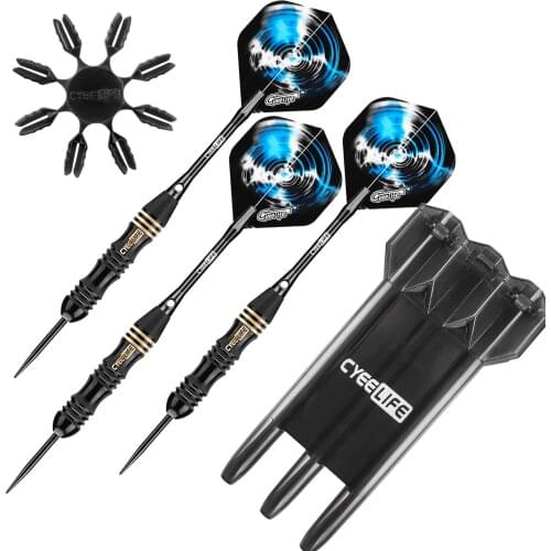 CyeeLife Steel Darts 24g Brass With Carry Case,Aluminium Shafts+Extra Flights+Plastic Protectors,Pro Hard Tip Dart set