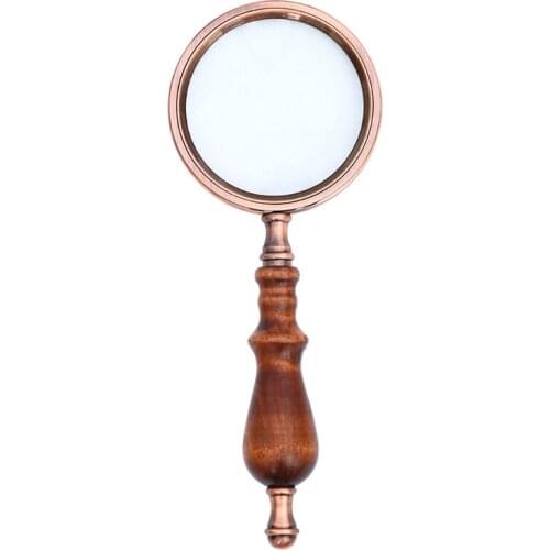 Wood Handle Handheld Magnifier,10X Antique Handle Magnifier For Reading Antique Inspection, Coins, Insects, Rocks, Map