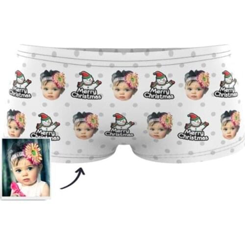 Kids Colorful funny Boxer Briefs printed Face photo custom boys girls Christmas Snowman Underwear Panties birthday baptism gift