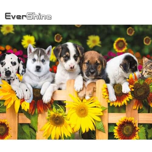 Evershine 5D DIY Diamond Painting Dog Full Square Diamond Embroidery Flower Cross Stitch Mosaic Animals Home Decoration Art