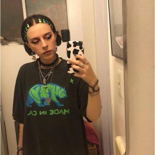 Animal T shirt Women Men Cotton Tees Polar bear Printed tshirt Hip Hop Streetwear Clothes Summer Tops