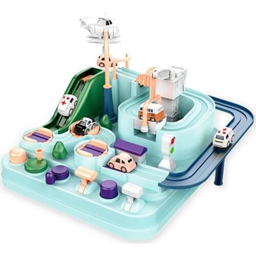 Racing Rail Car Train Track Toys for Children Montessori Boys Girls Gifts Racing Cars Mechanical Adventure Brain Table Game