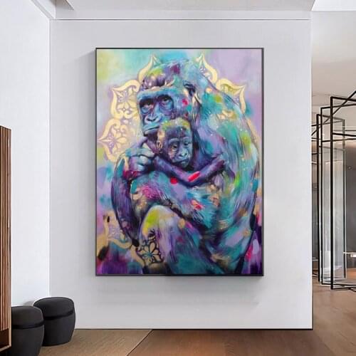 Graffiti Animal Monkey Canvas Painting Orangutan Chimpanzee Poster and Prints Wall Art Pictures for Bedroom Home Decor Cuadros