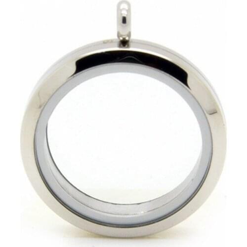 Mix Size Round Silver Plain Screw Floating Locket 316L Stainless Steel Floating Charms Memory Glass Locket Pendant